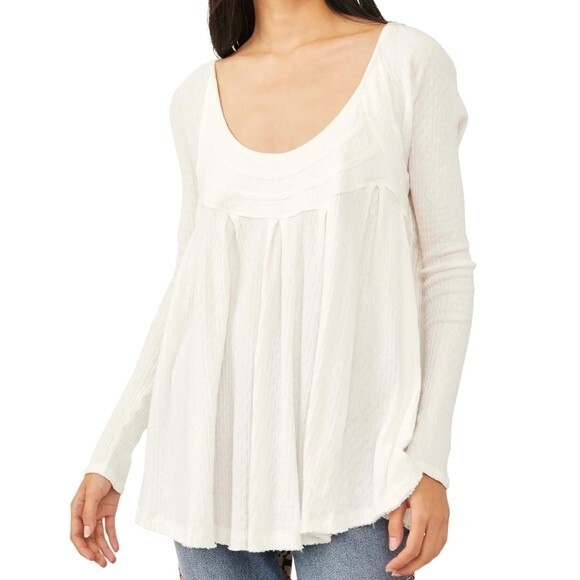 NWT Free People It's Always You Ivory Tie Back Cotton Swing Top Size Small NEW - Picture 1 of 16